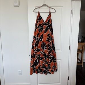 H&M Orange and Black Floral Sundress